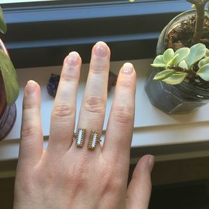 Kate Spade White and Gold Adjustable Gap Ring